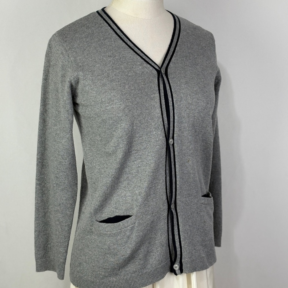 Tartine et Chocolat Gray Cardigan with Black Trim